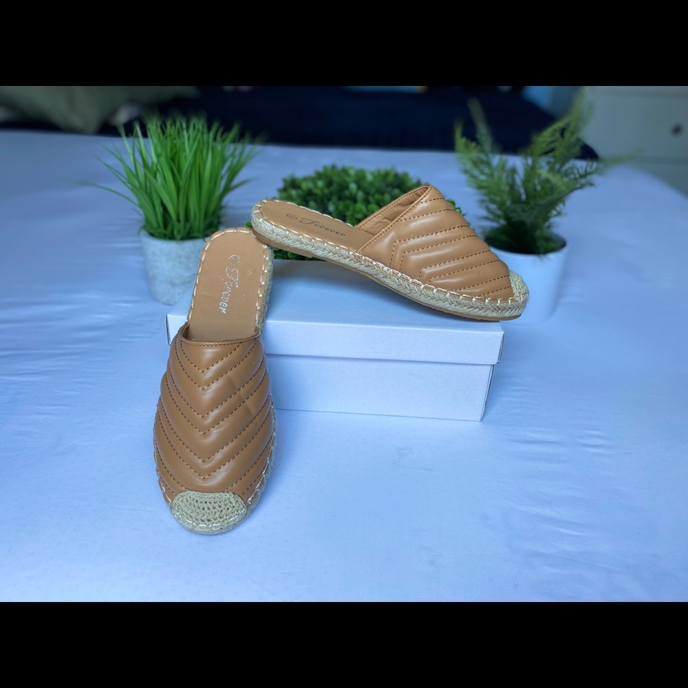 Brown slip on mules size 6